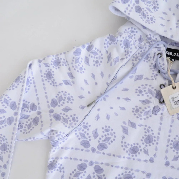SER.O.YA Foster Hoodie Pullover  Sweater White & Purple Floral XS NWT - Picture 9 of 12
